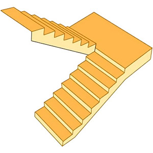 Escalier tournant à 180°°, avec un palier