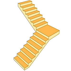 Stairs with a 90-degree turn°, with Landing