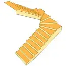 Stairs with a 180-degree turn°, with Winder Steps