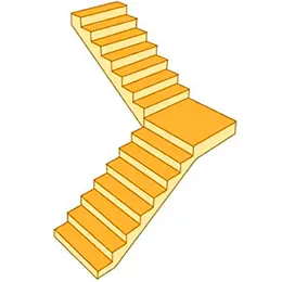L-Shaped Staircase with Landing (Quarter-Turn Stairs)